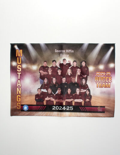 unified bocce team group photo, rally towel